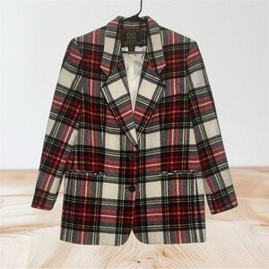 Women's Plaid Blazer - Red, Black, White and yellow accents